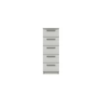 Midas Five Drawer Narrow Chest - White Woodgrain