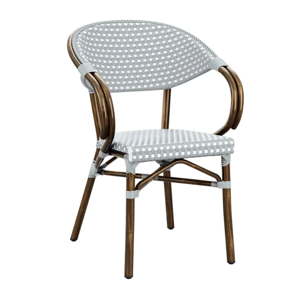 Parlance Stacking Armchair - White & Pacific Blue Weave