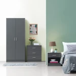 Riosta 3 Piece Bedroom Set 3 Drawer Dark Grey