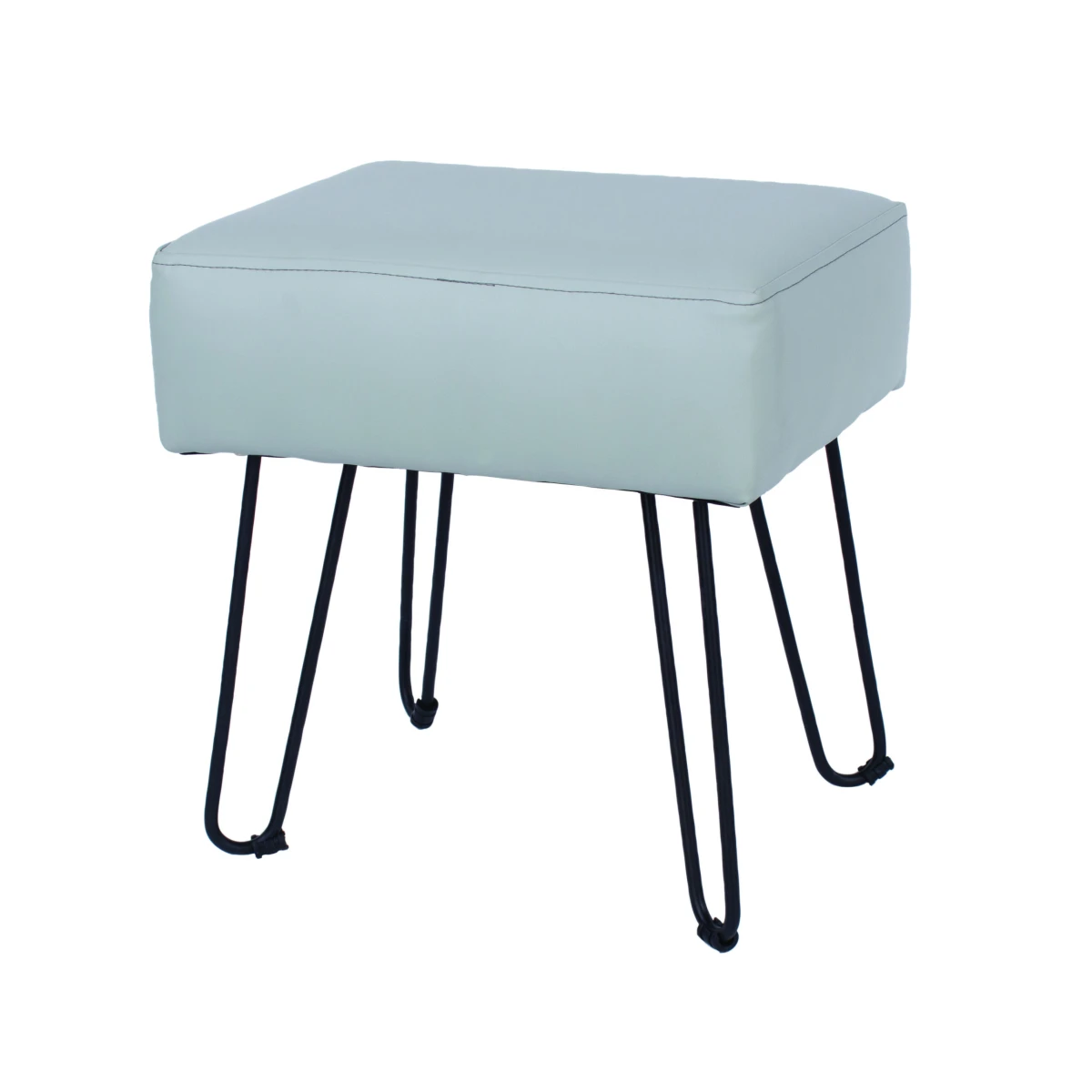 Furry Grey PU Rectangular Stool Black Metal Legs