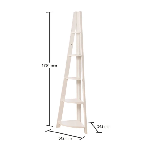 Kira Corner Ladder Bookcase White