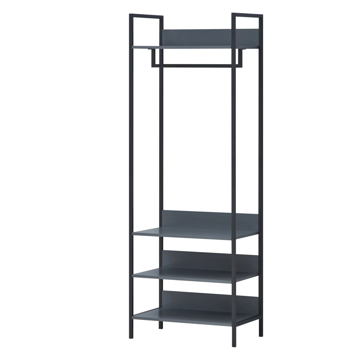 Kahra Open Wardrobe With 4 Shelves Dark Grey