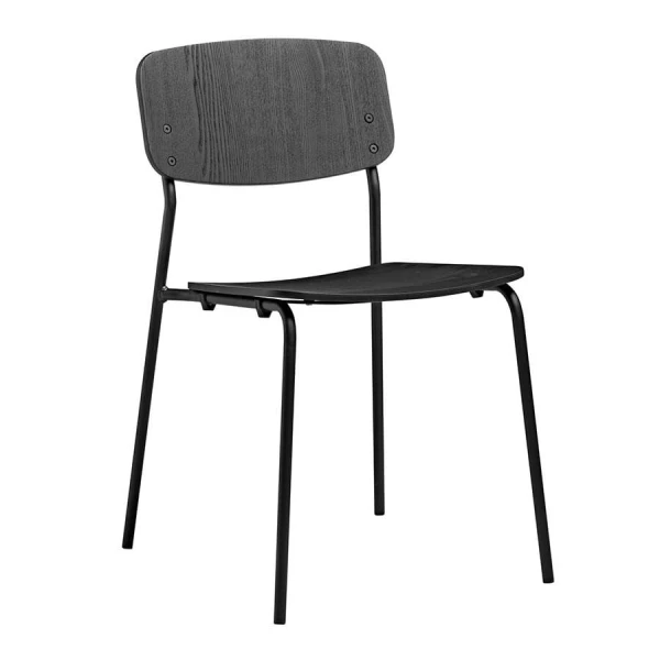 Vorsta Stacking Side Chair In Black Ash Black Frame