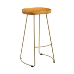 Bolley Pine Wood Gold Effect Leg Bar Stool