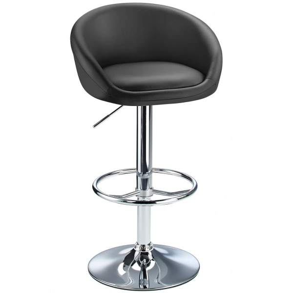 Lombardy Real Leather Stool Adjustable Height 3 Colours - Black.