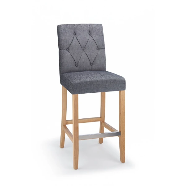 Rosco Oak Wooden Bar Stool - Grey