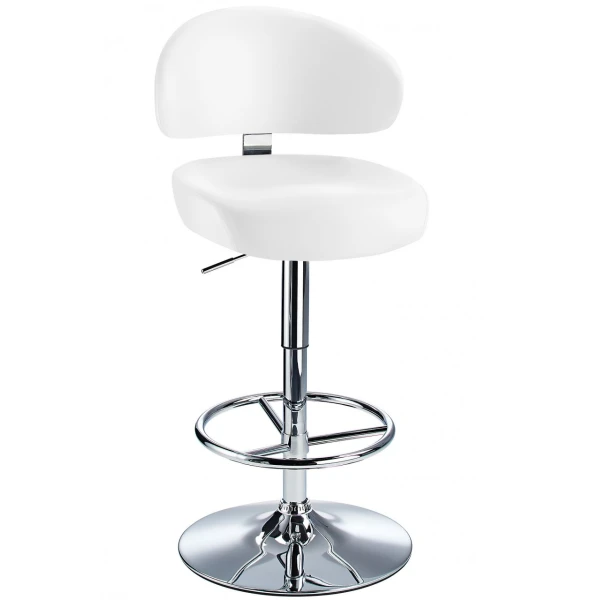 Jamaica Height Adjustable Bar Stool - White Faux Leather.