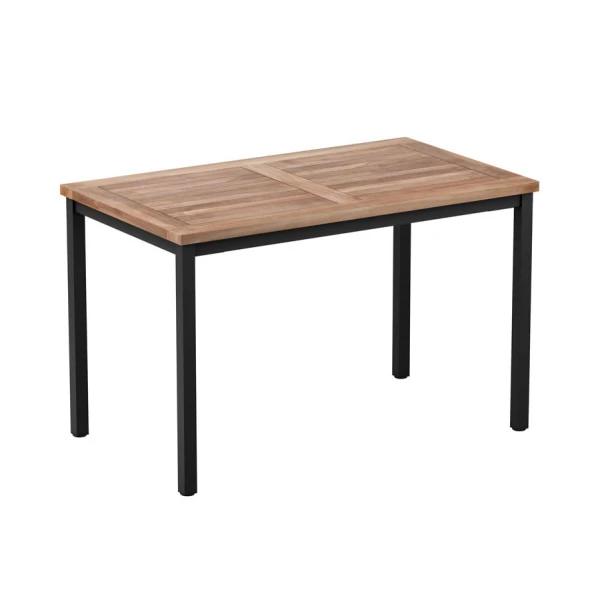 Madi Patio Table Teak Black Frame Outdoor Garden Table