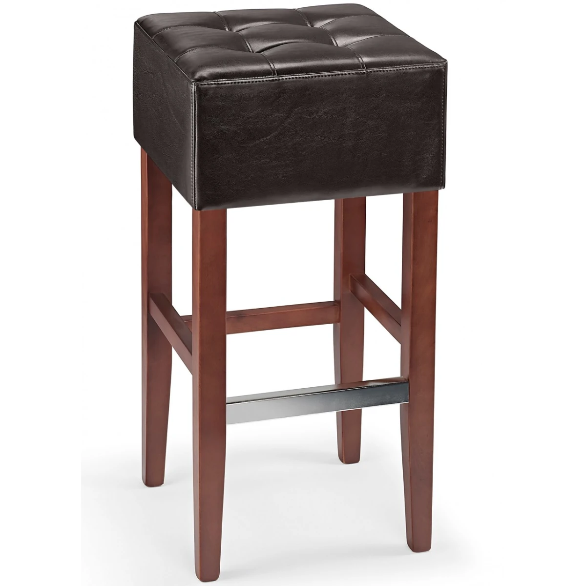 Primo Bar Stool Brown Real Bonded Leather Walnut Frame