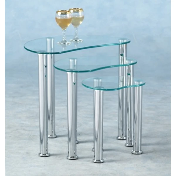 Gary Glass Nest Of Tables - Clear Or Black 3 Tables - Glass