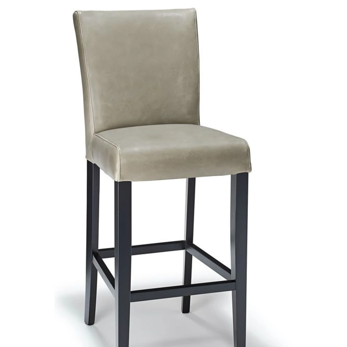 Charro Grey Aniline Real Leather Hardwood Frame Bar Stool