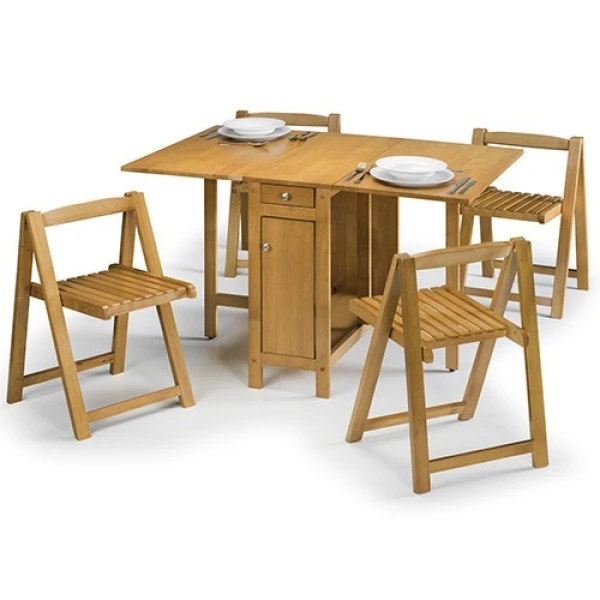 Cranny Folding Space Saver Table Set Light Oak