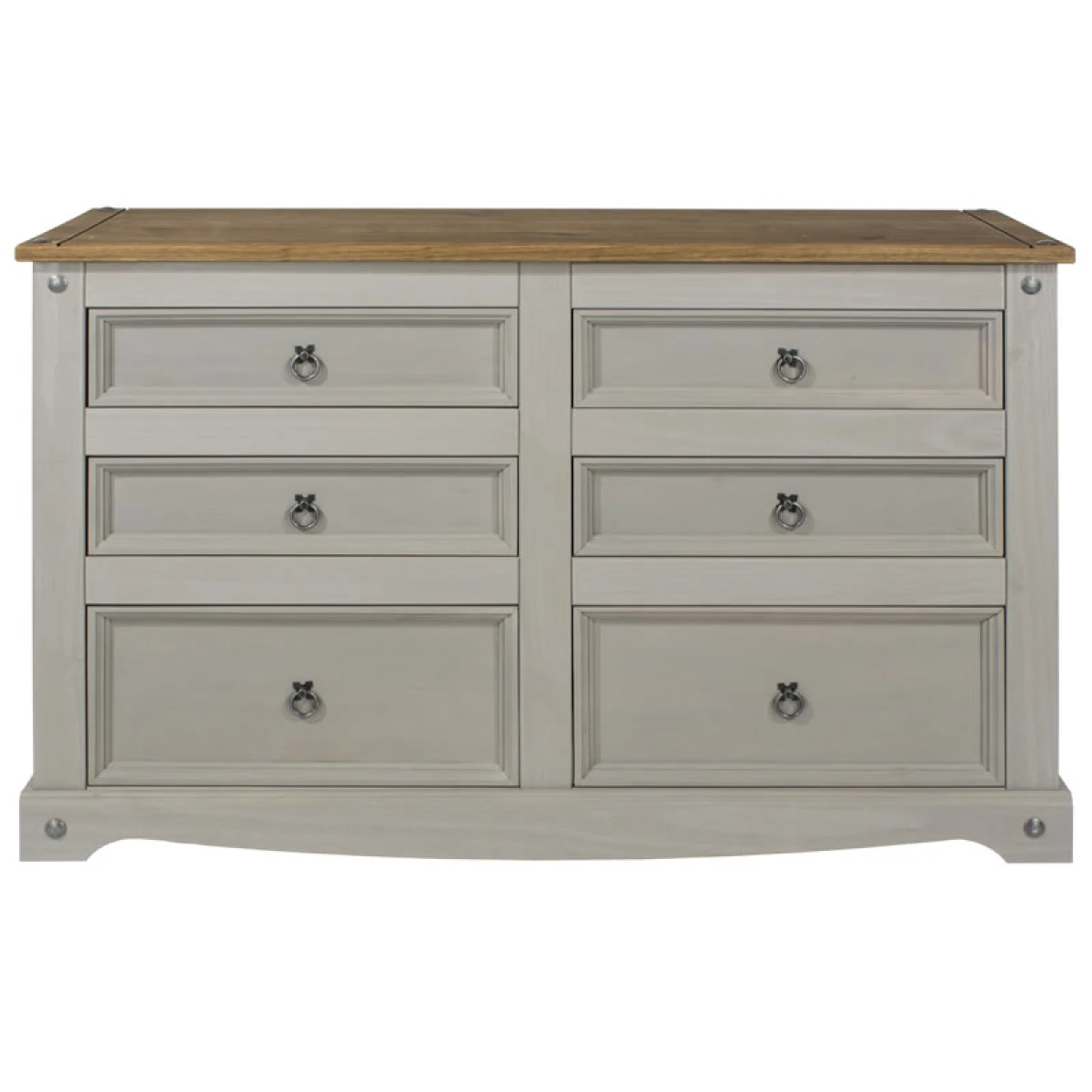 Coson Grey Pine 3+3 Wide Chest Of Drawers