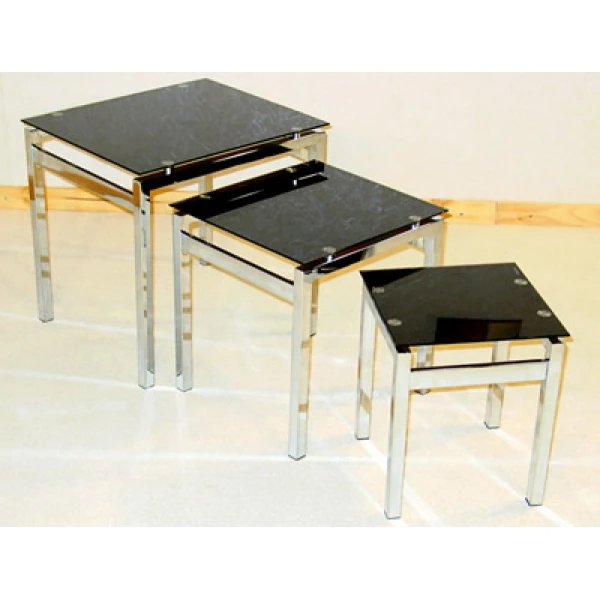 Elsin Nest Of Tables In Black Glass Chrome