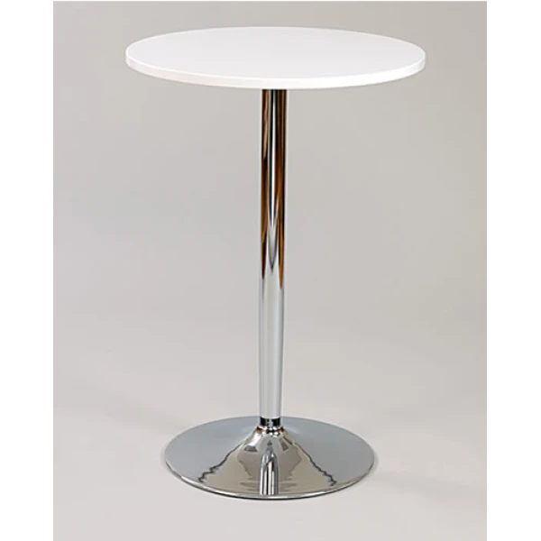 Farley White Poseur Shiny Chrome Frame Round Table Top - 80 cm