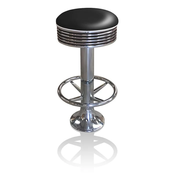 Arizona Fixed Floor Barstool Footring Fifties Bar Stool - Black.