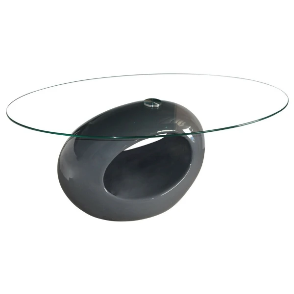 Genevey Mink Grey Glass Gloss Contemporary Coffee Table