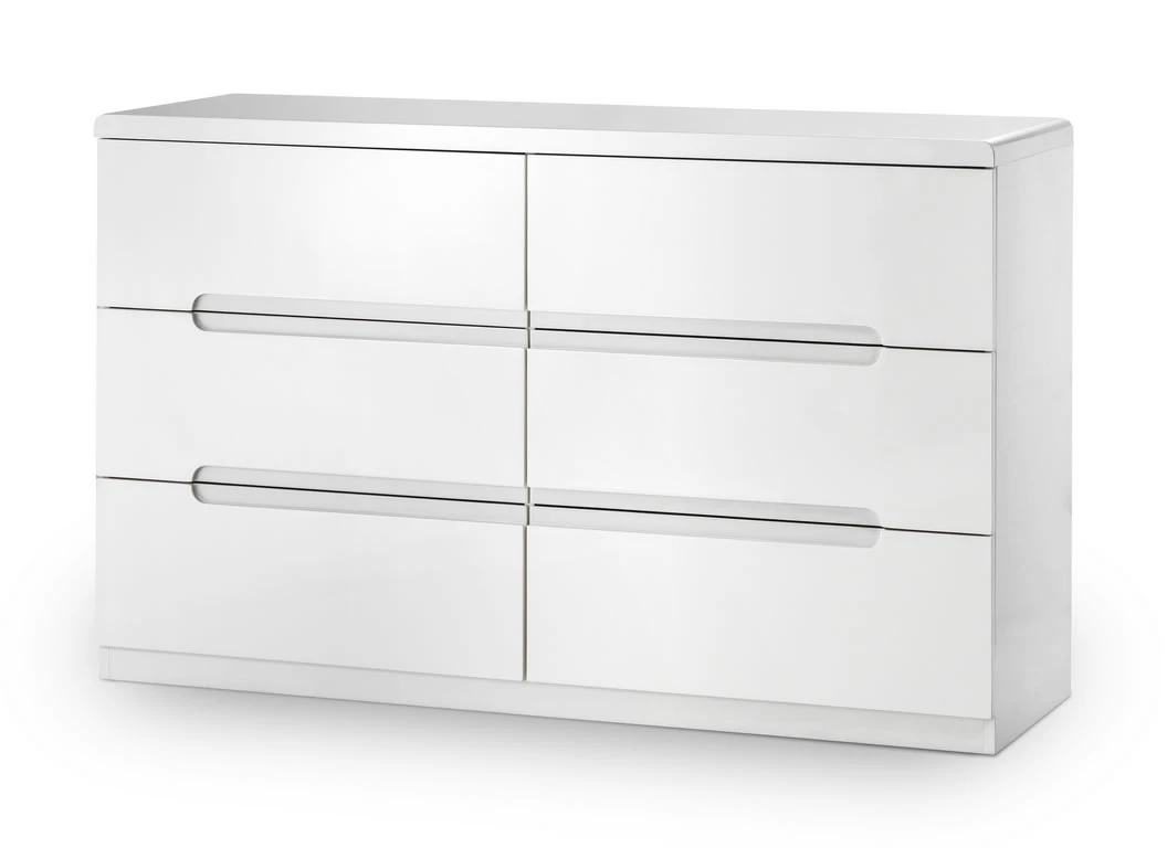 Grant White High Gloss 6 Drawer Wide Chest Grant White High Gloss 6 Drawer Wide Chest