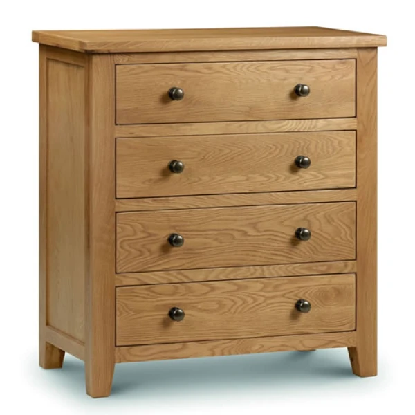 Rachel Oak 4 Drawer Bedroom Chest - Solid Oak Veneers