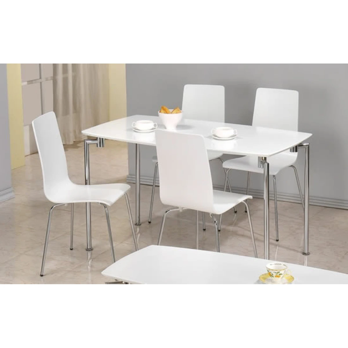 Lingham Rectangular White Chrome Set