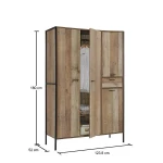 Kretin 4 Door Wardrobe Rustic Oak - Image 2