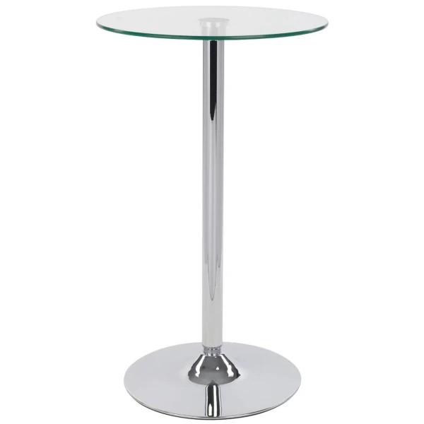 Bert Table Tall Clear Round Glass Bistro Bar Table