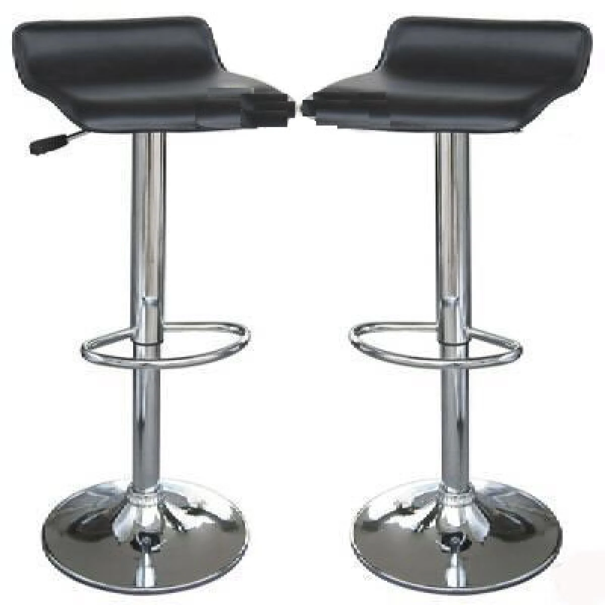 Balliol 2 X Low Black Bar Stools Faux Leather Height Adjustable.