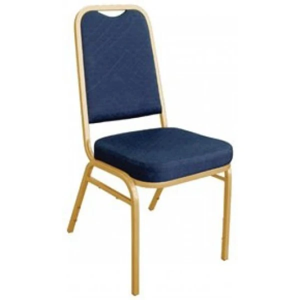 Brelone Set Of 4 Squared Chairs Blue Gold Frame