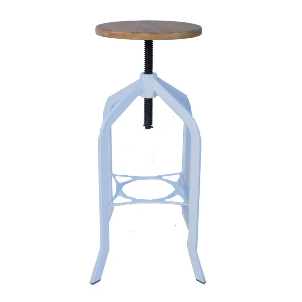 Tarapi Industrial Bar Stool Rustic White Frame Height Adjustable.