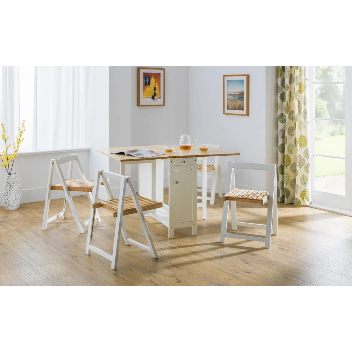 Cranny Folding Space Saver Table Set - White