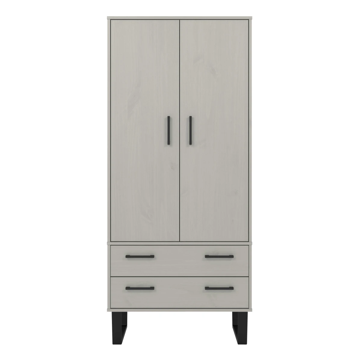 2 Drawer Grey Wax Wardrobe