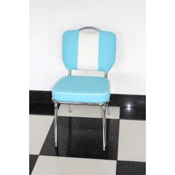 Chicago Blue White Chair Chrome Legs