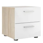 Tele Bedside 2 Drawers in Oak with White High Gloss.