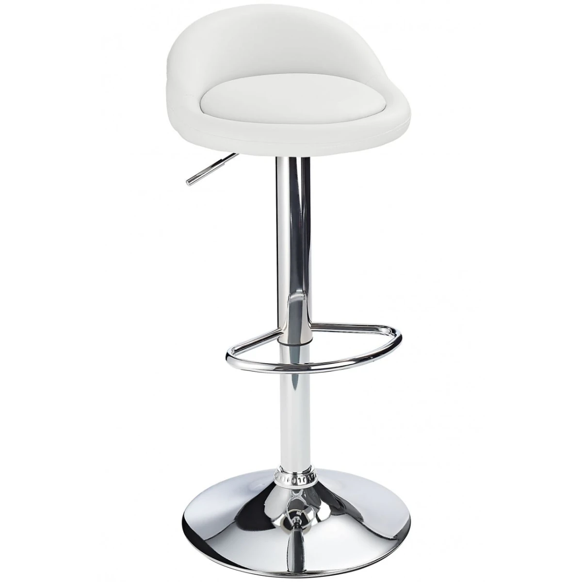 Alex Real Leather Bar Stool Chrome Frame 4 Colours Adjustable - White.