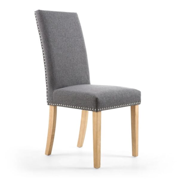 RivendelLis Stud Detail Linen Effect Steel Grey Chair Legs