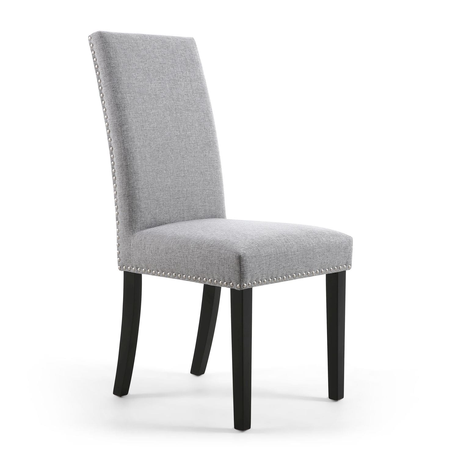 RivendelLis Stud Detail Linen Effect Silver Grey Chair Black Legs
