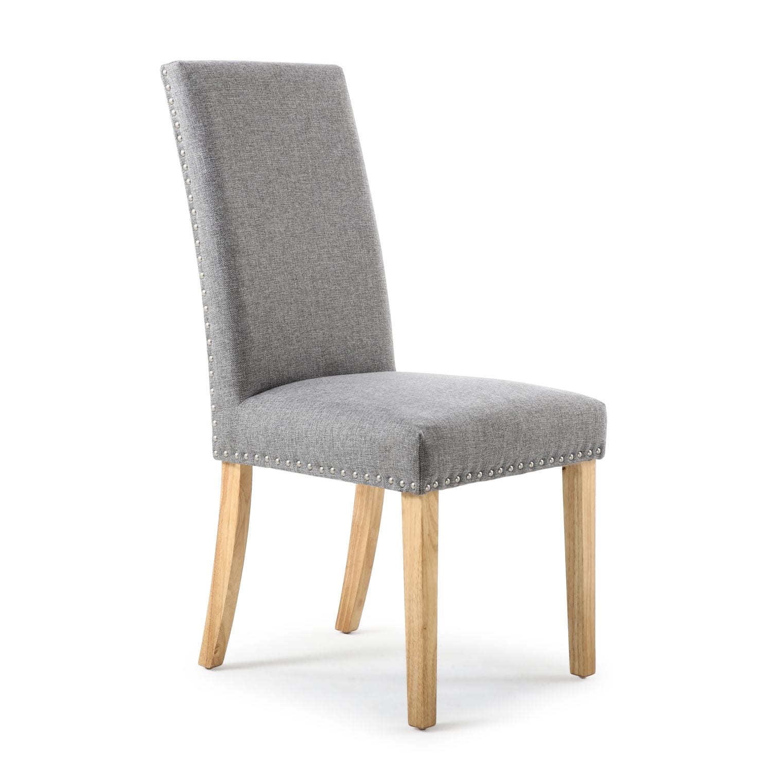 RivendelLis Stud Detail Linen Effect Silver Grey Chair Legs
