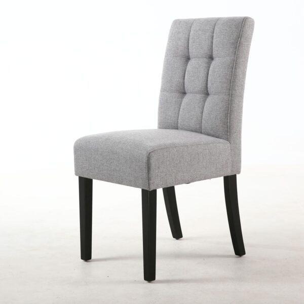 William Stitched Waffle Linen Effect Silver Grey Chair Black Legs.