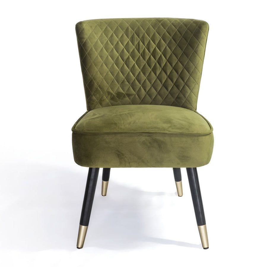 Soft Velvet Occasional Chair With Wenge And Brass Plated Legs - Vintage Green