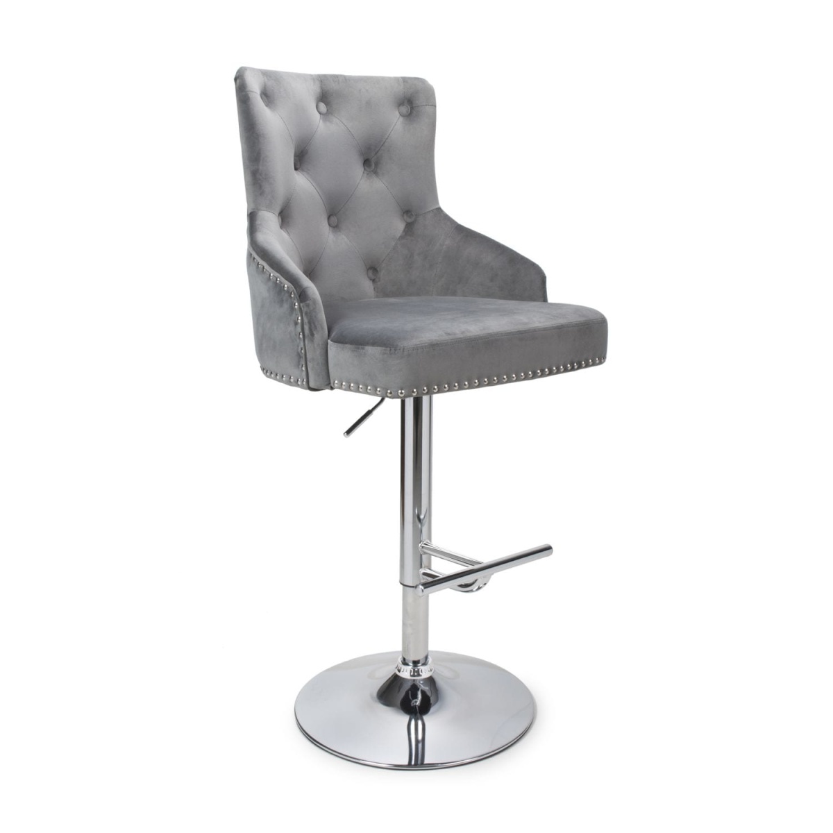 Bronco Velvet Grey Bar Stool