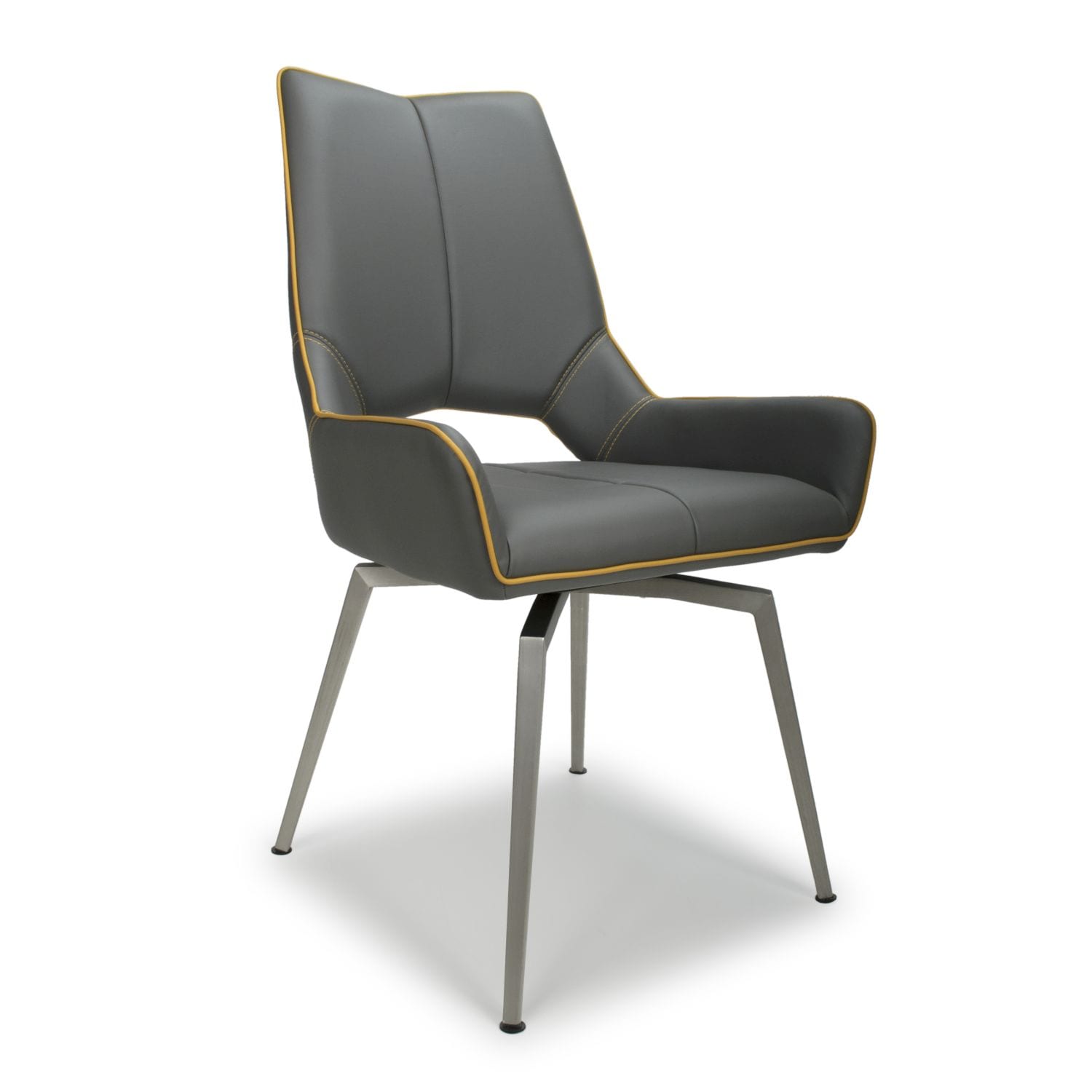 Mackerel Leather Effect Graphite Grey Chair