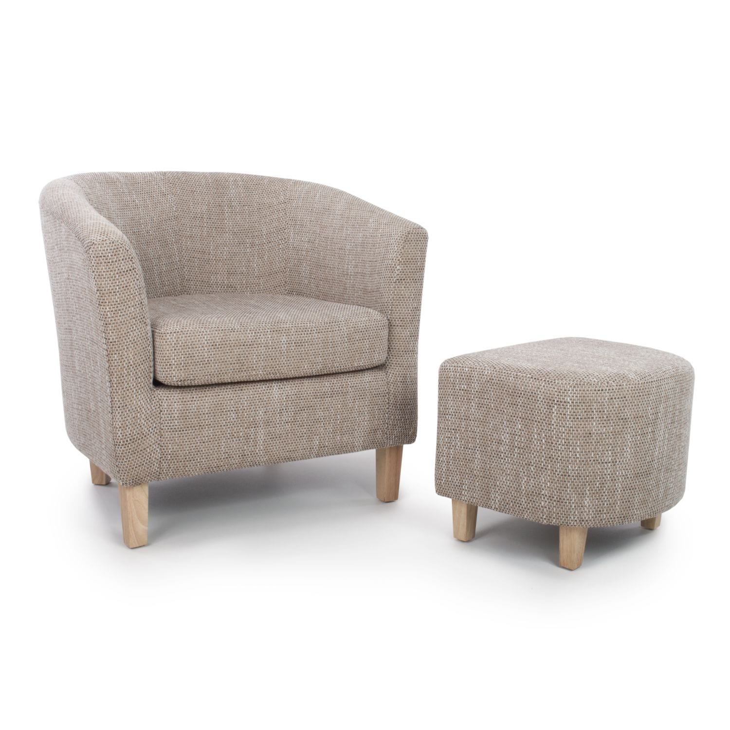 Tabula Tweed Oatmeal Chair & Stool Set