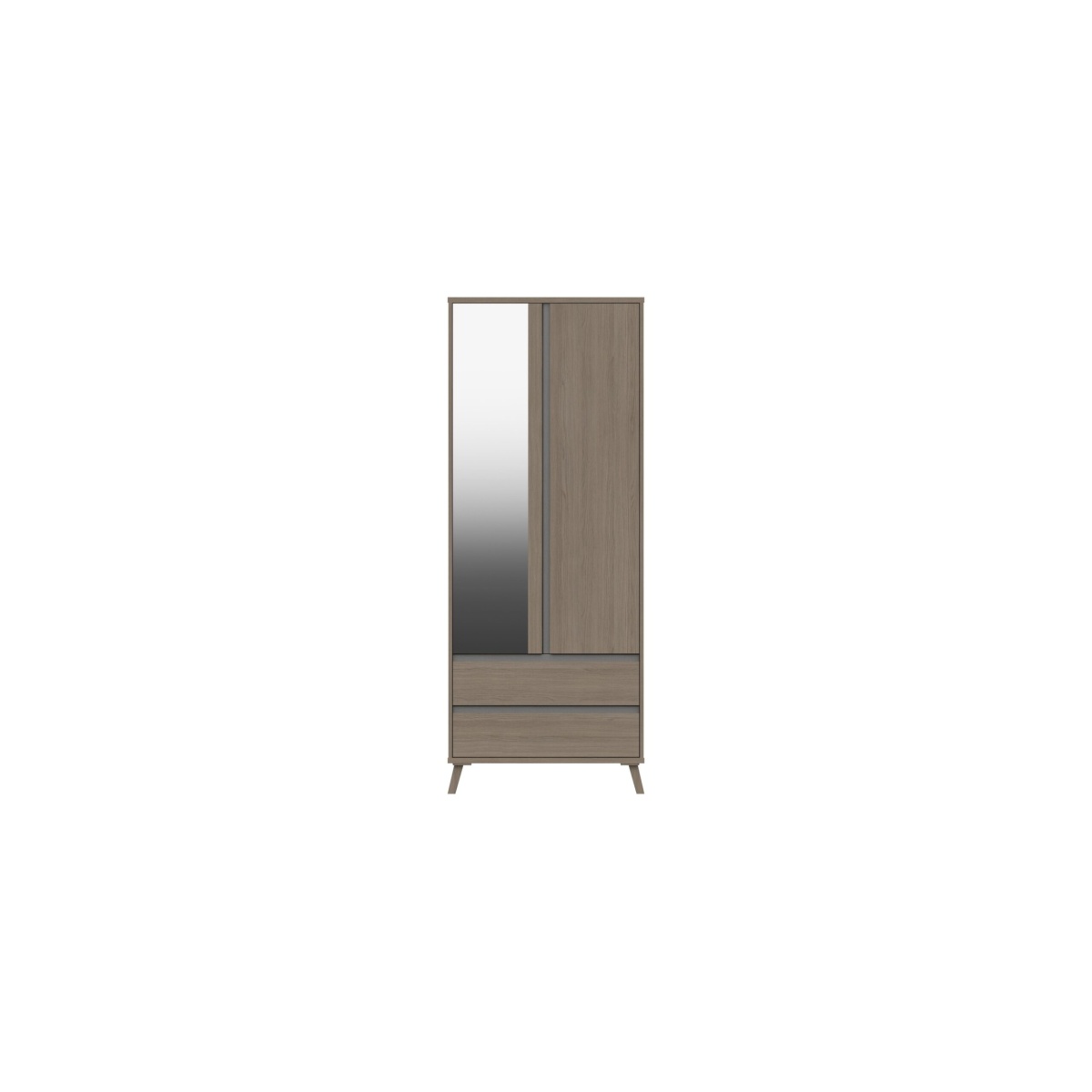 Tamarine Two Door Two Draw Mirror Wardrobe - Grey Oak