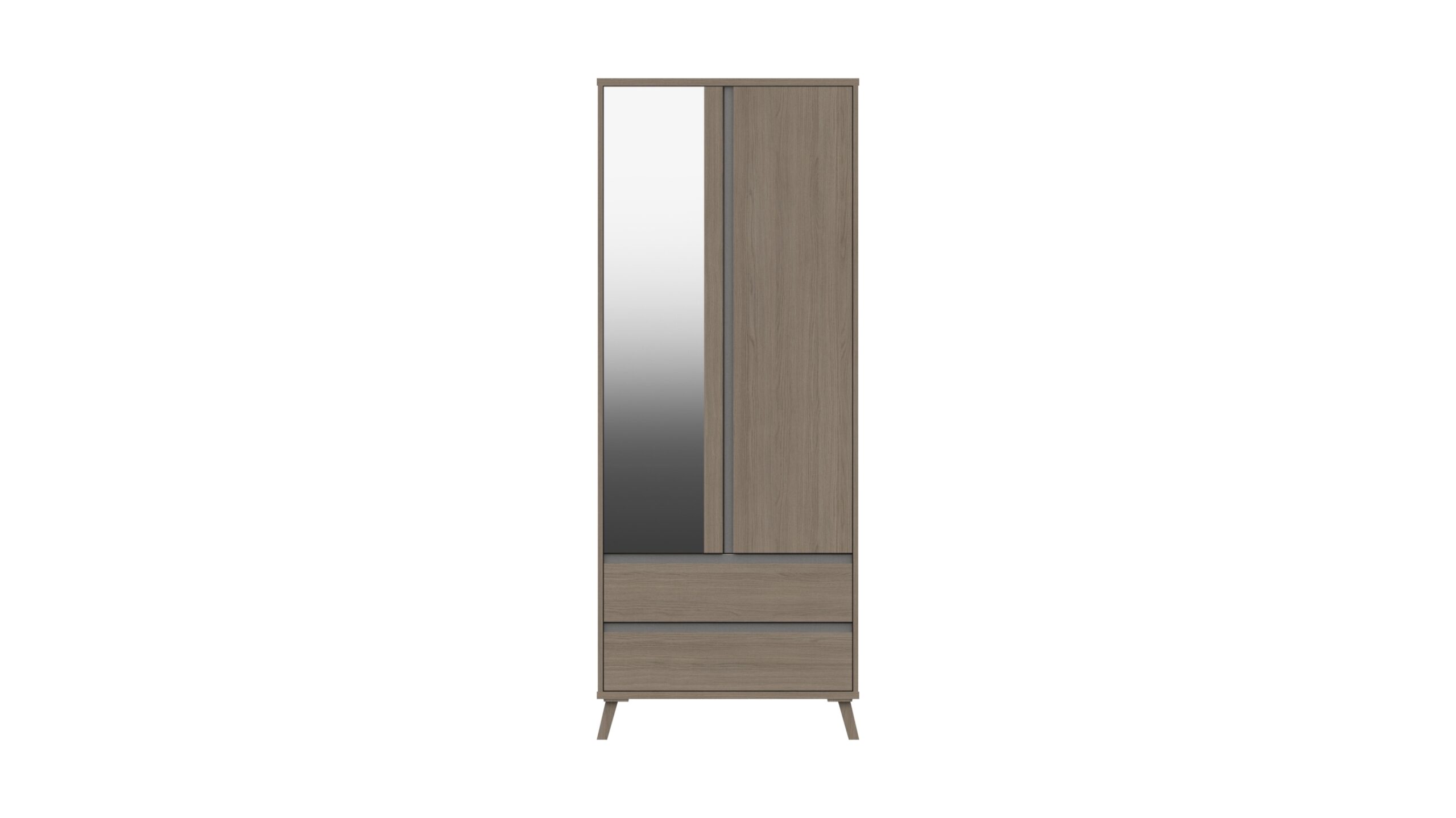 Tamarine Two Door Two Draw Mirror Wardrobe - Grey Oak