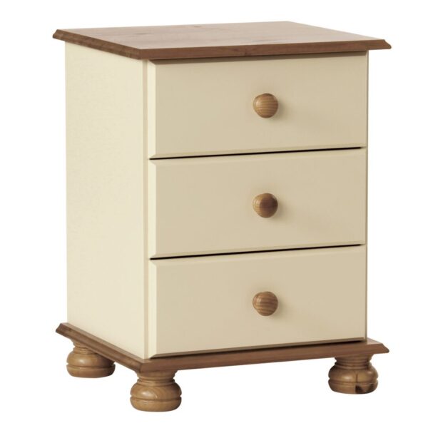 Deutschland 3 Drawer Bedside in Cream/Pine