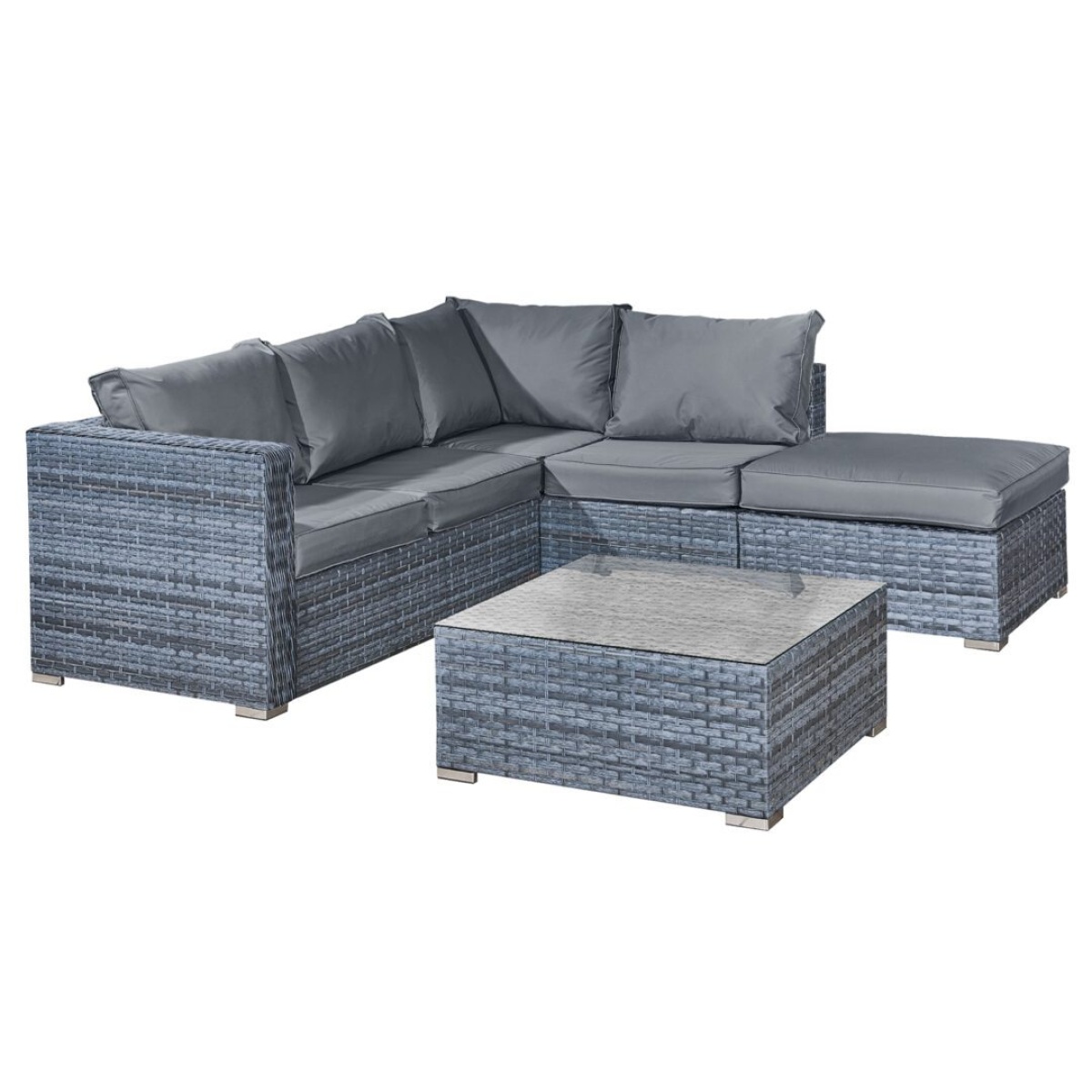 Canuba Rattan 5 Seat Corner Set in Ocean Grey