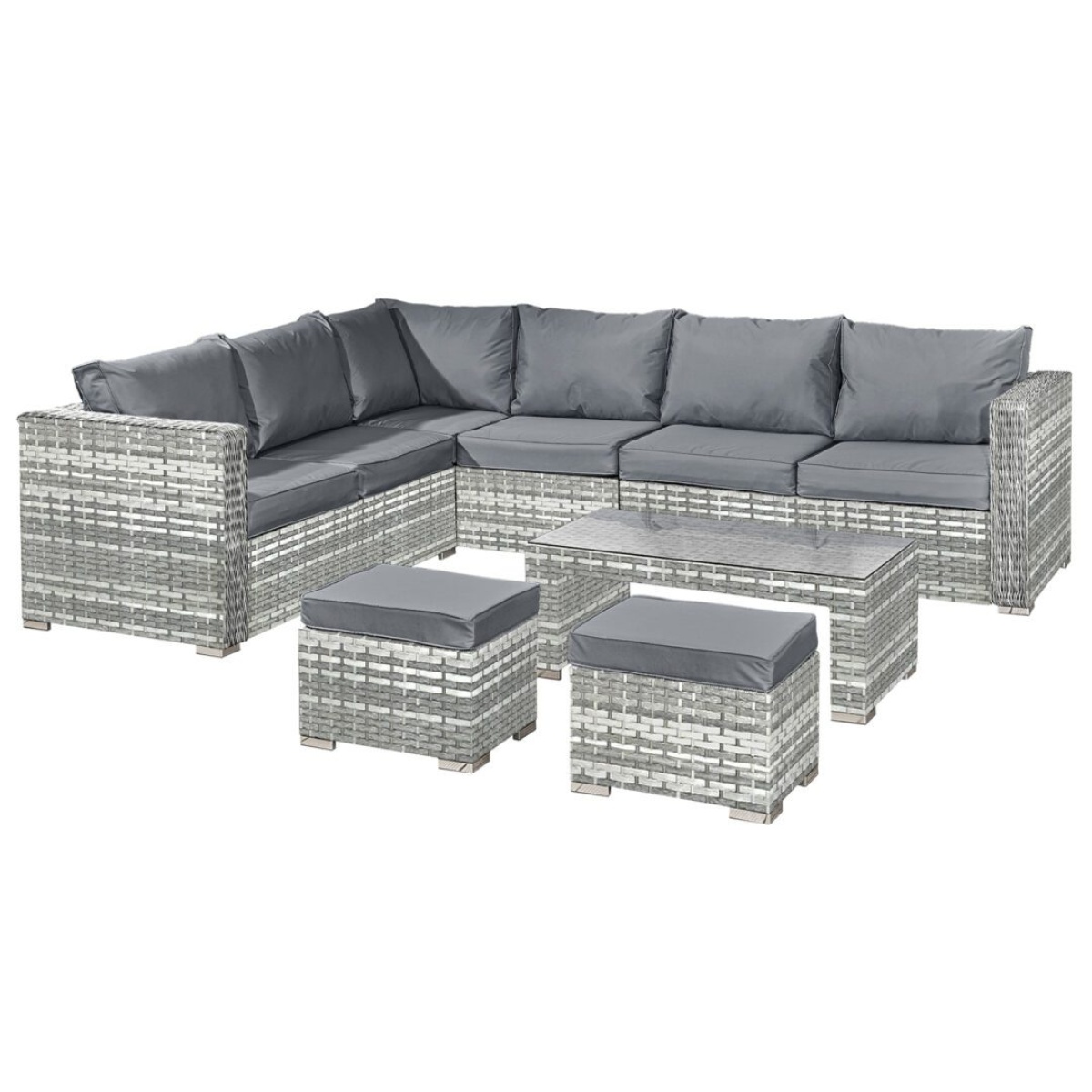 Canuba Rattan 8 Seat Corner Set in Dove Grey