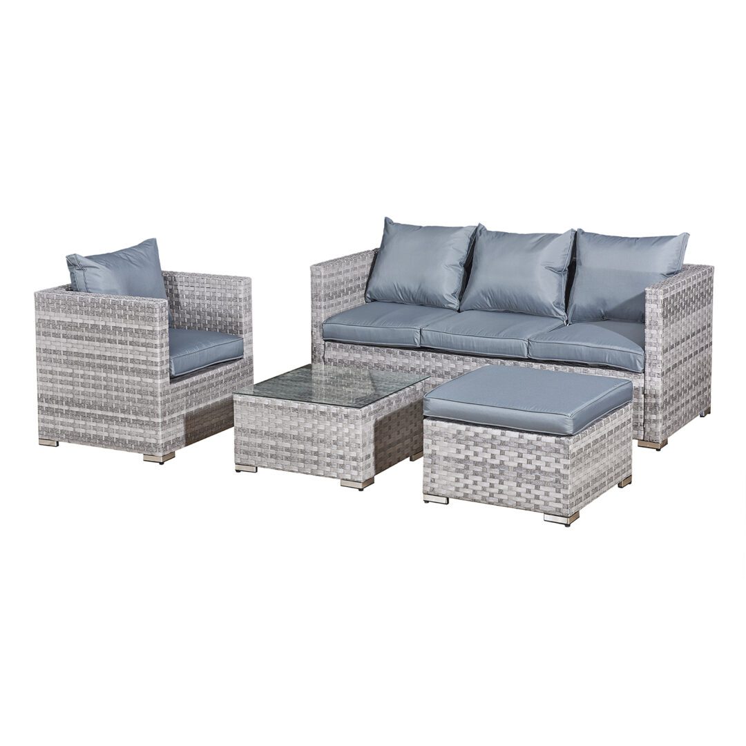 Faron Rattan 5 Seat Lounge Sofa Set in Dove Grey