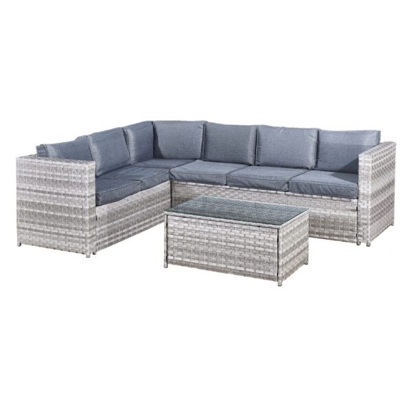 Faron Rattan 6 Seat Corner Sofa Set in Dove Grey