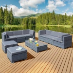 Capad Deluxe Rattan 8 Seat Modular Sofa Set in Ocean Grey